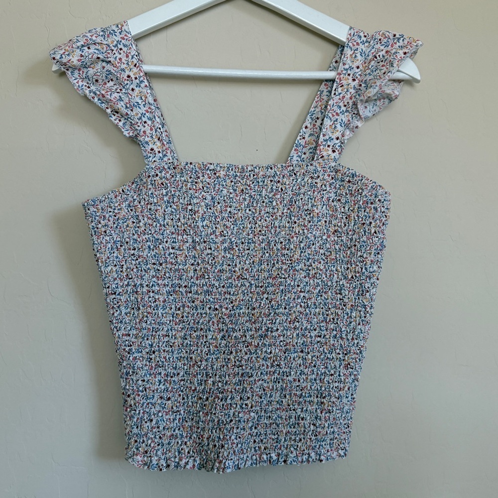 Old Navy Ruffle Square Neck Flutter Sleeve Top Smocked Bodice Top Medium Women’s - Picture 2 of 6